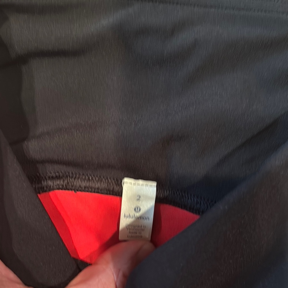 Lululemon Athletica Black Train Times Pant with Red Floral Detail - Picture 2 of 4